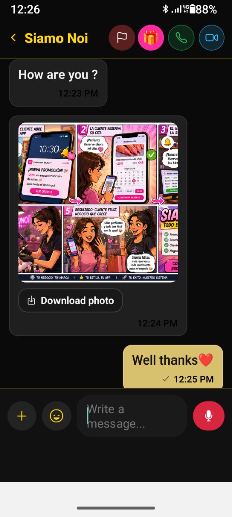 Schermata chat app Siamo Noi